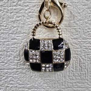 チェッカークリスタル バッグチャーム(ブラック)